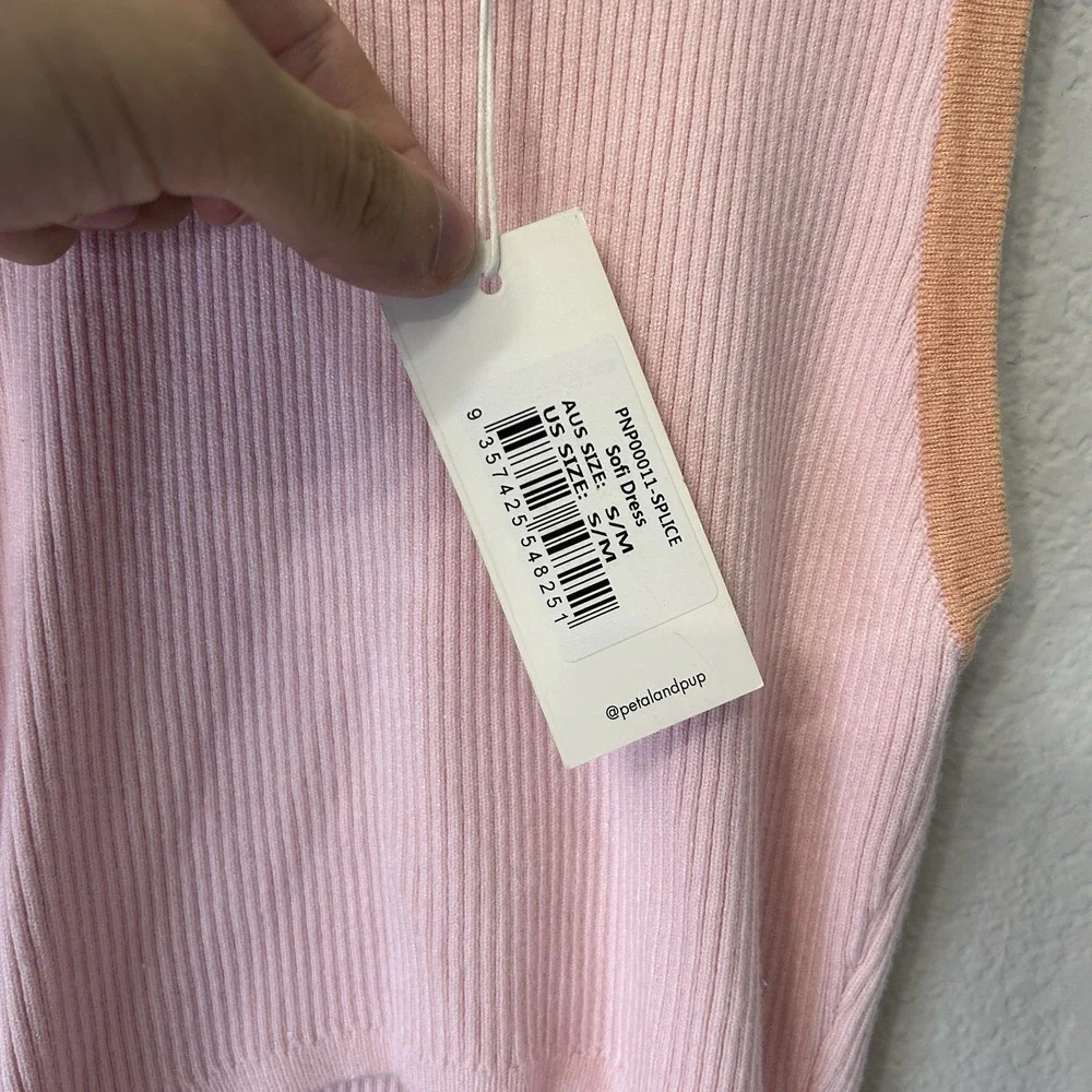 NWT Petal And Pup Sofi Bodycon Midi Dress Splice Women's Size S / M Pink Peach